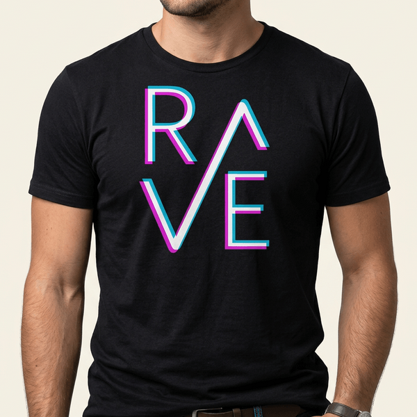 Rave Festival T-Shirt im Neon-Glitch-Look fürs Festival-Outfit 2026