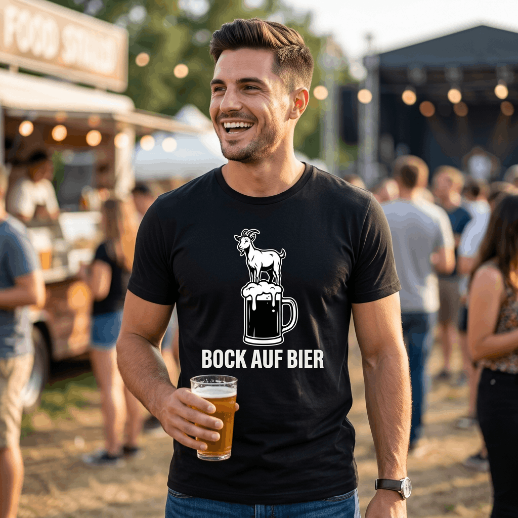 Bock auf Bier T-Shirt – Lustiges Bier Shirt mit Bock-Motiv