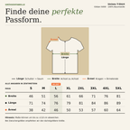 Größentabelle für Unisex T-Shirts von Krautlegenden mit allen Maßen