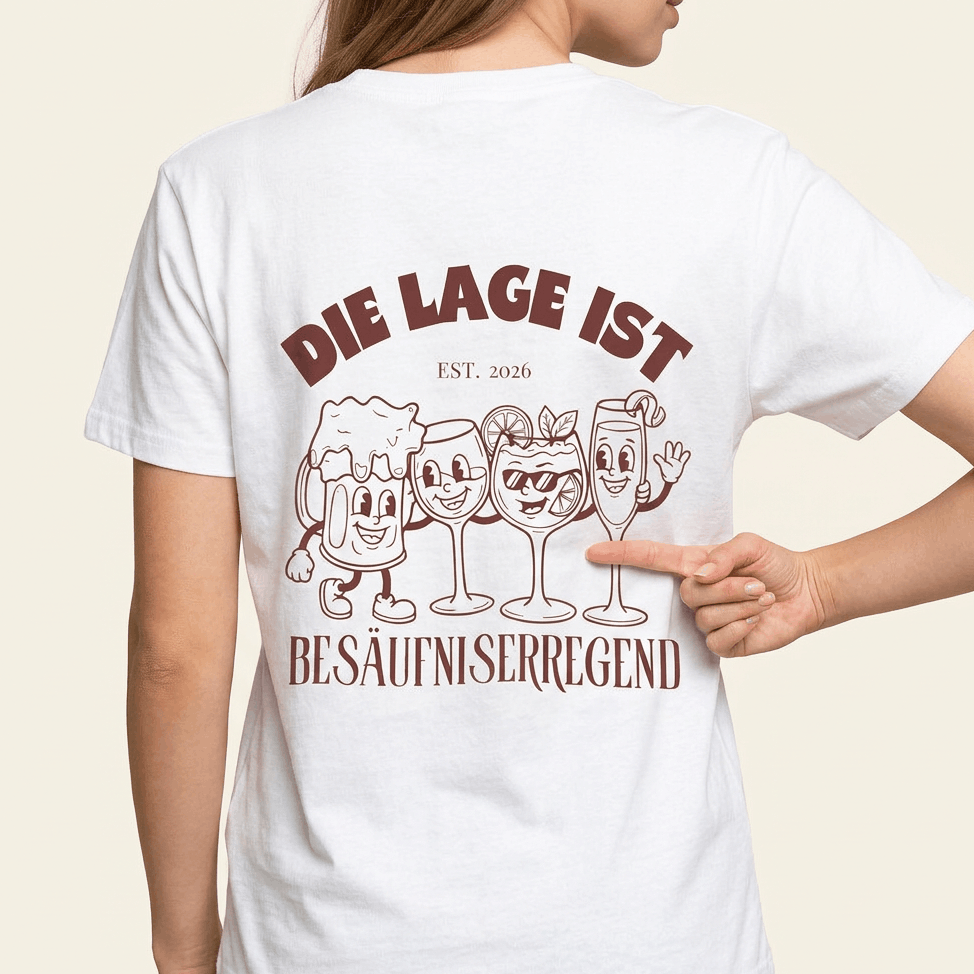 Die Lage ist besäufniserregend – Saufshirt mit Rückenprint