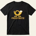 Prostbote Bier T-Shirt in Schwarz mit Posthorn-Krug Motiv – Produktansicht