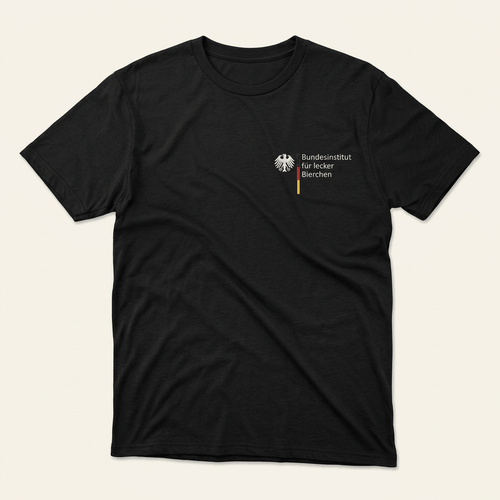 „Bundesinstitut für lecker Bierchen" Saufshirt in Schwarz, Produktansicht – Behörden-Look mit Adler