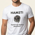 Hamsti ins Gehirn Sad-Hamster Meme T-Shirt in Naturbeige mit Frontprint