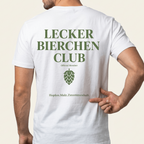 „Lecker Bierchen Club“ Saufshirt mit grünem Rückenprint und Hopfendolde – Bier-Shirt für Gruppen