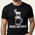 Schwarzes Bier T-Shirt „Bock auf Bier" mit Ziegenbock auf Bierkrug als Frontprint