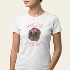 Sad-Hamster Schlafi Shirt in Naturbeige/Weiß – Frontprint