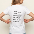 Wein Shirt mit dem Spruch „Bitte nicht schubsen, ich hab Wein in der Hand" als Rückenprint