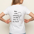 Wein Shirt mit dem Spruch „Bitte nicht schubsen, ich hab Wein in der Hand" als Rückenprint