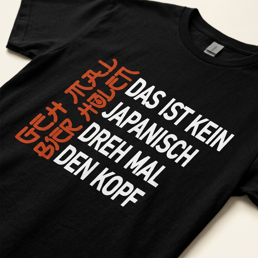 Detailaufnahme des Prints: Das ist kein Japanisch, dreh mal den Kopf