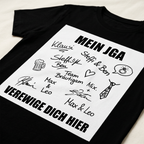 JGA Unterschriften Shirt von Krautlegenden mit Platz für die Sprüche der Gäste