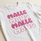 Malle Maus Pink Party-Shirt in Naturbeige/Weiß – Frontprint