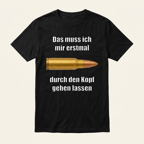 „Kugel Kopf" Meme-Shirt in Schwarz, Produktansicht – Spruch-Shirt mit schwarzem Humor