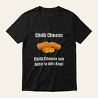 Schwarzes Chilli Cheese Meme Shirt mit Nuggets – Frontprint