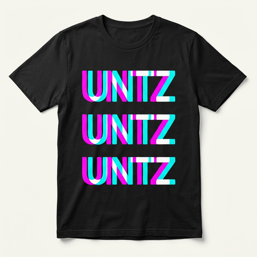 „UNTZ" Rave Shirt in Schwarz, Produktansicht – Festival T-Shirt mit Glitch-Schriftzug