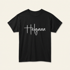 „Helgaaa“ Shirt, Detailansicht des Schriftzugs – Festival-Outfit in Schwarz