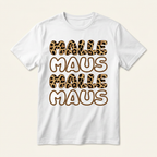Malle Maus Leopard Party-Shirt in Naturbeige/Weiß – Frontprint