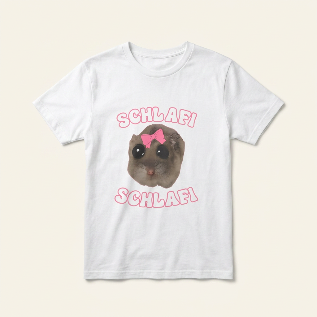Schlafi Meme T-Shirt mit süßem Hamster – Frontprint
