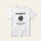 Sad-Hamster Hamsti T-Shirt in Naturbeige oder Weiß – Frontprint