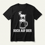 „Bock auf Bier" Shirt in Schwarz, Produktansicht – lustiges Saufshirt mit Bock-Motiv