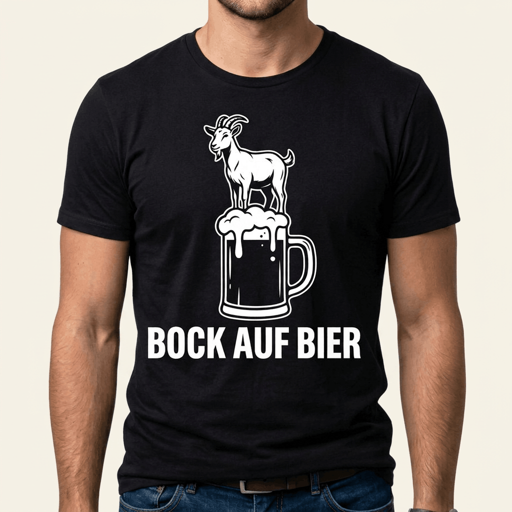 Bock auf Bier T-Shirt – Lustiges Bier Shirt mit Bock-Motiv