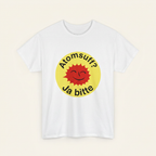 Weißes Atomsuff Shirt mit Retro-Button-Frontprint in Gelb und Rot
